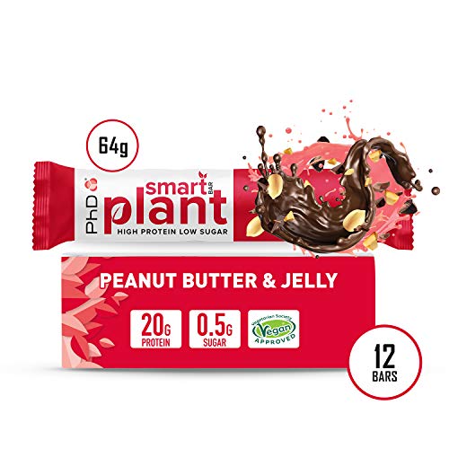 PhD Smart Bar Plant Vegan protein bar Peanut Butter & Jelly-12 Bars - Protein at MySupplementShop by PhD