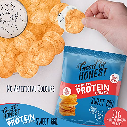 Good & Honest Popped Protein Crisps 24x23g Sweet BBQ - Sports Nutrition at MySupplementShop by Good & Honest