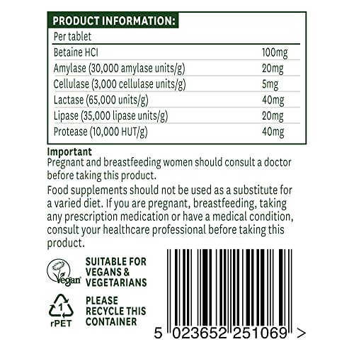 Natures Aid Digestive Enzyme Complex with Betaine Hydrochloride Vegan 60 Tablets - Sports Nutrition at MySupplementShop by Natures Aid