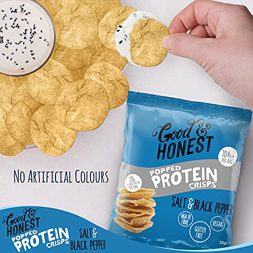 Good & Honest Popped Protein Crisps 24x23g Salt & Pepper - Sports Nutrition at MySupplementShop by Good & Honest