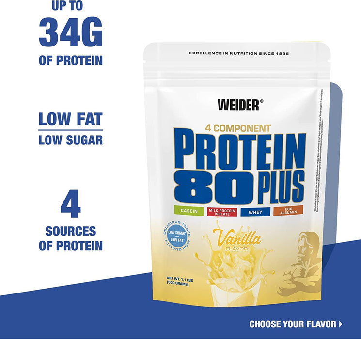 Weider Protein 80 Plus, Vanilla - 500 grams - Protein at MySupplementShop by Weider