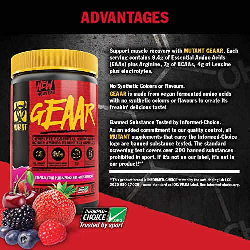 MUTANT GEAAR EAA & BCAA Powder - Tasty, 30 Servings - Amino Acids and BCAAs at MySupplementShop by Mutant