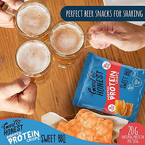 Good & Honest Popped Protein Crisps 24x23g Sweet BBQ - Sports Nutrition at MySupplementShop by Good & Honest