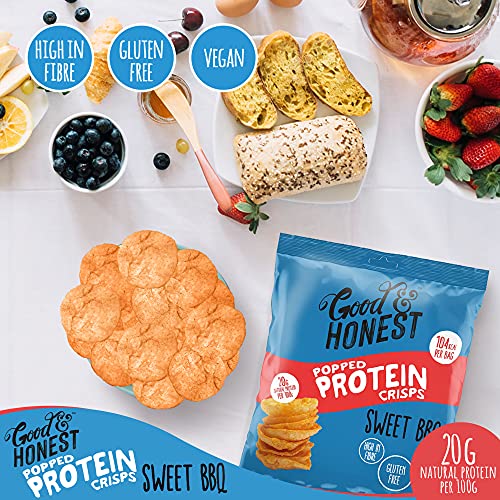 Good & Honest Popped Protein Crisps 24x23g Sweet BBQ - Sports Nutrition at MySupplementShop by Good & Honest