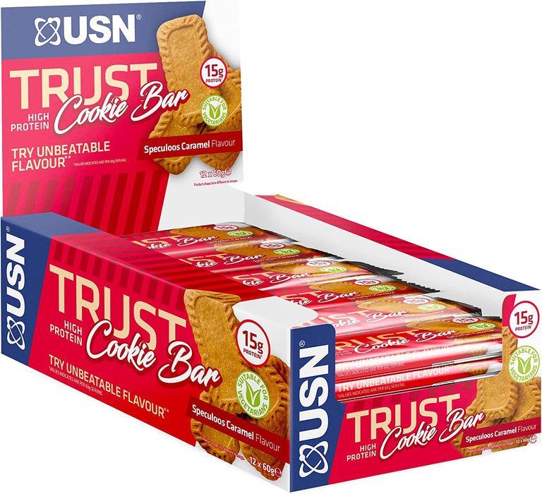 USN Trust Cookie Bar 12 x 60g - Speculoos Caramel - Health & Beauty > Health Care > Fitness & Nutrition > Vitamins & Supplements at MySupplementShop by USN