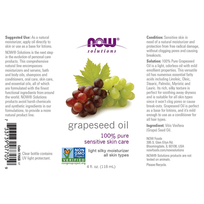 NOW Foods Grapeseed Oil - 118 ml. - Health and Wellbeing at MySupplementShop by NOW Foods