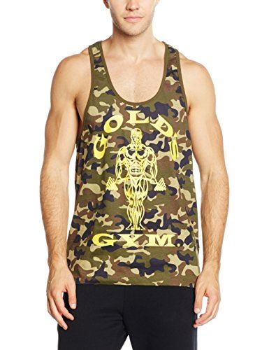 Golds Gym Stringer Joe Premium Vest Camo Green - Apparell at MySupplementShop by Golds Gym