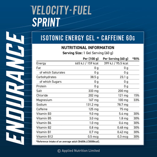 Applied Nutrition Endurance Velocity Sprint Gel 20 x 60ml Orange - Sports & Nutrition at MySupplementShop by Applied Nutrition