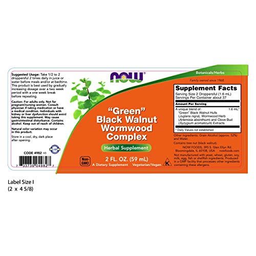 NOW Foods Green Black Walnut Wormwood Complex 59ml - Health and Wellbeing at MySupplementShop by NOW Foods