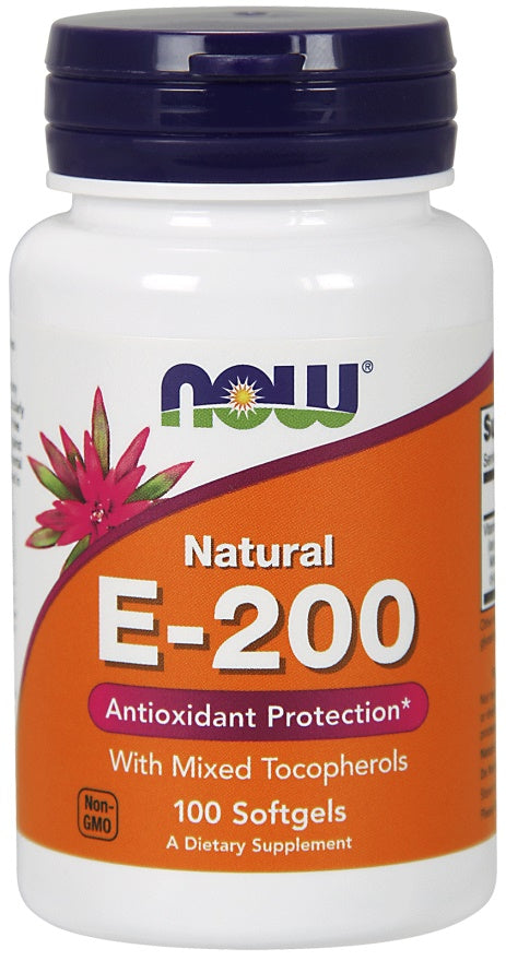 NOW Foods Vitamin E-200 - Natural (Mixed Tocopherols) - 100 softgels - Vitamins & Minerals at MySupplementShop by NOW Foods