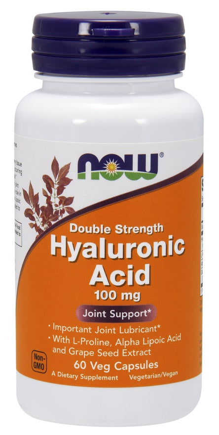 NOW Foods Hyaluronic Acid, 100mg Double Strength - 60 vcaps - Joint Support at MySupplementShop by NOW Foods