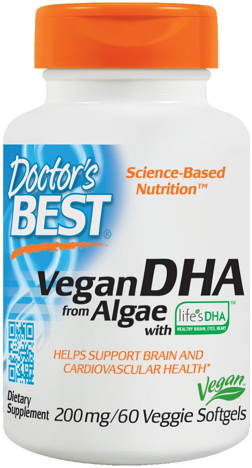 Doctor's Best Vegan DHA from Algae, 200mg - 60 veggie softgels - Omegas, EFAs, CLA, Oils at MySupplementShop by Doctor's Best