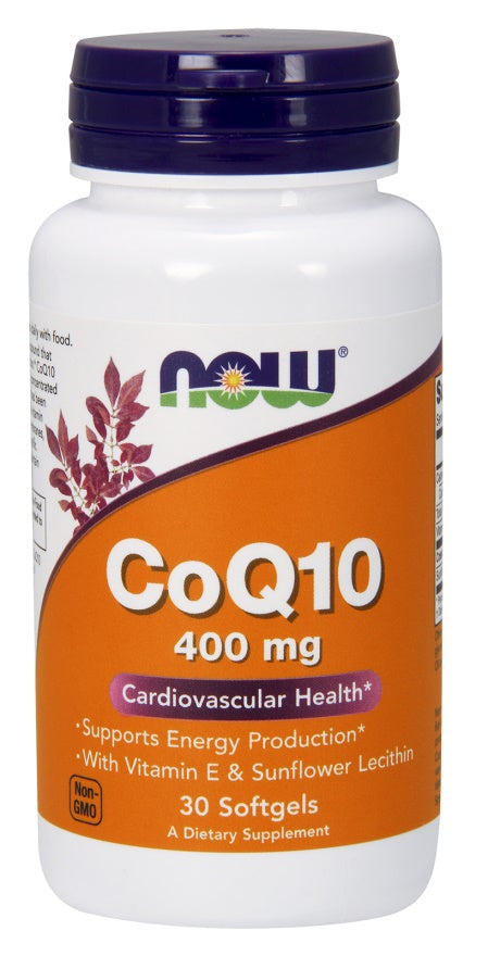 NOW Foods CoQ10 with Vitamin E & Sunflower Lecithin, 400mg - 30 softgels - Health and Wellbeing at MySupplementShop by NOW Foods