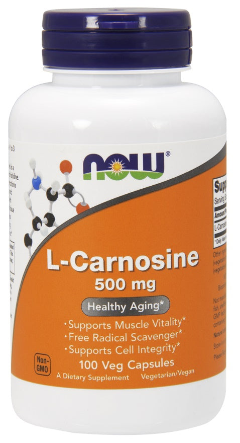 NOW Foods L-Carnosine, 500mg - 100 vcaps - Health and Wellbeing at MySupplementShop by NOW Foods