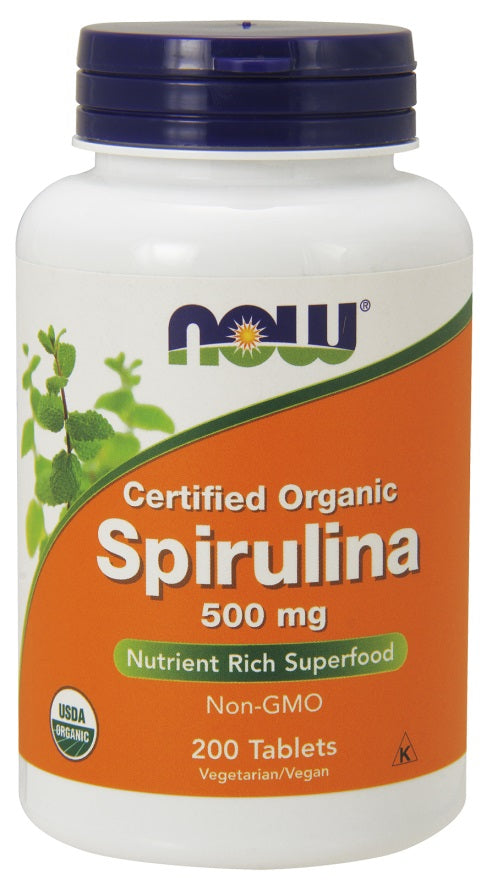 NOW Foods Spirulina Organic, 500mg - 200 tabs - Health and Wellbeing at MySupplementShop by NOW Foods