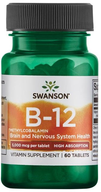 Swanson Vitamin B-12 Methylcobalamin, 5000mcg High Absorption - 60 tabs - Vitamins & Minerals at MySupplementShop by Swanson