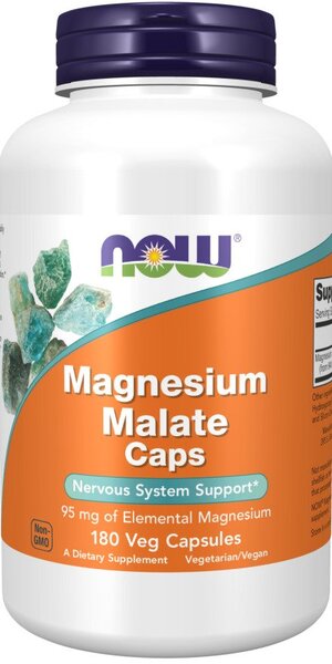 NOW Foods Magnesium Malate Caps - 180 vcaps - Health and Wellbeing at MySupplementShop by NOW Foods