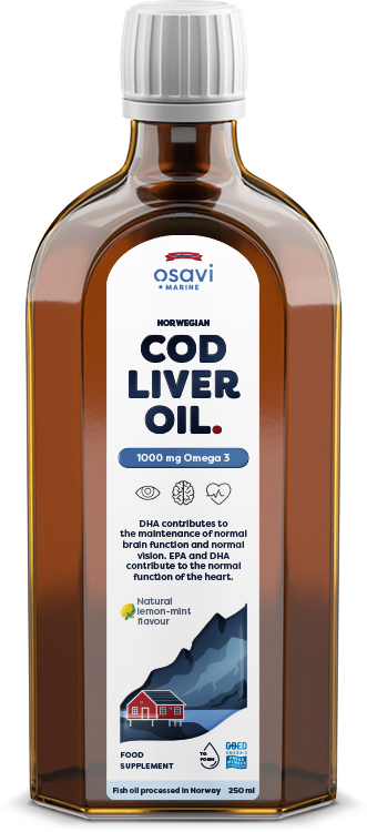 Osavi Norwegian Cod Liver Oil, 1000mg Omega 3 (Lemon-Mint) - 250 ml. - Health and Wellbeing at MySupplementShop by Osavi