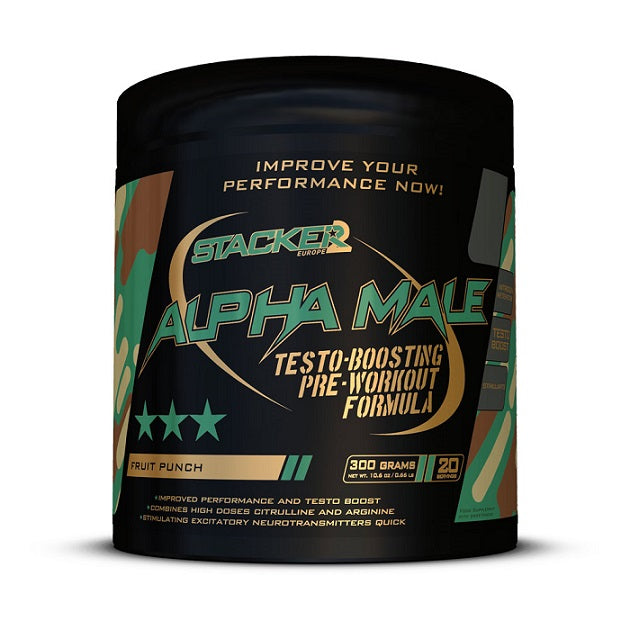 Stacker2 Europe Alpha Male - 300 grams - Fruit Punch - Pre & Post Workout at MySupplementShop by Stacker2 Europe